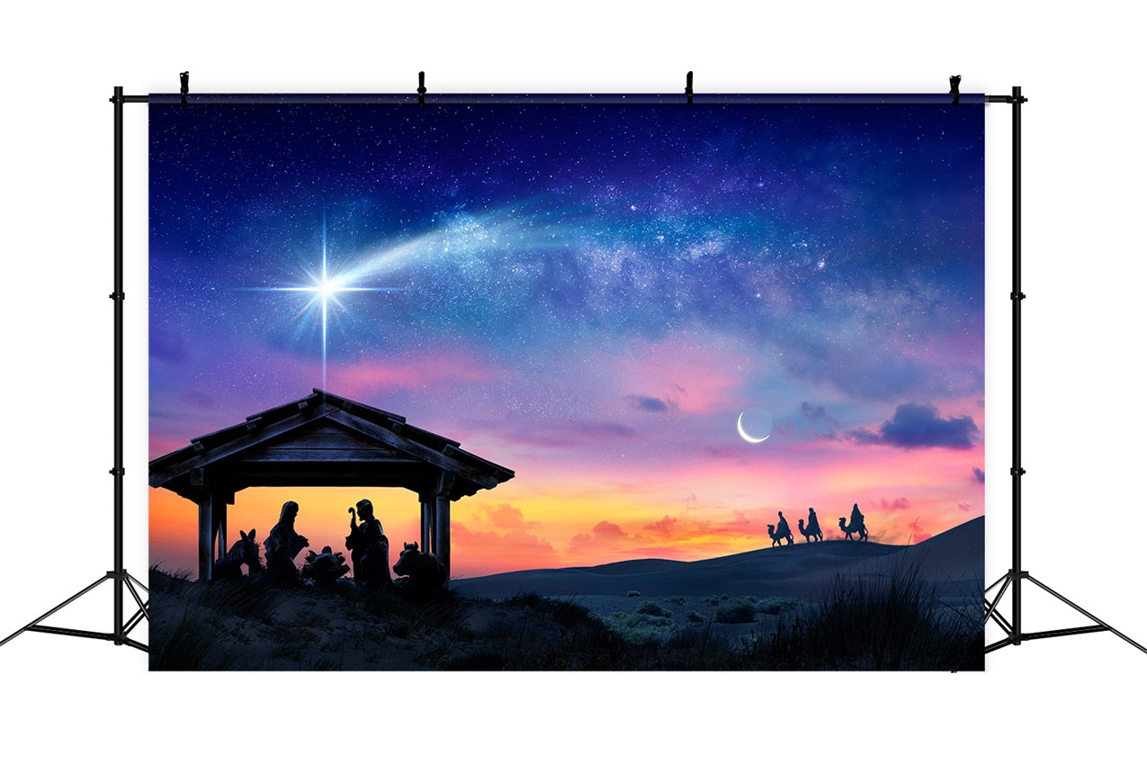 Nativity Photo Backdrop Sunset Manger Star Bethlehem Backdrop UK BRP12-441