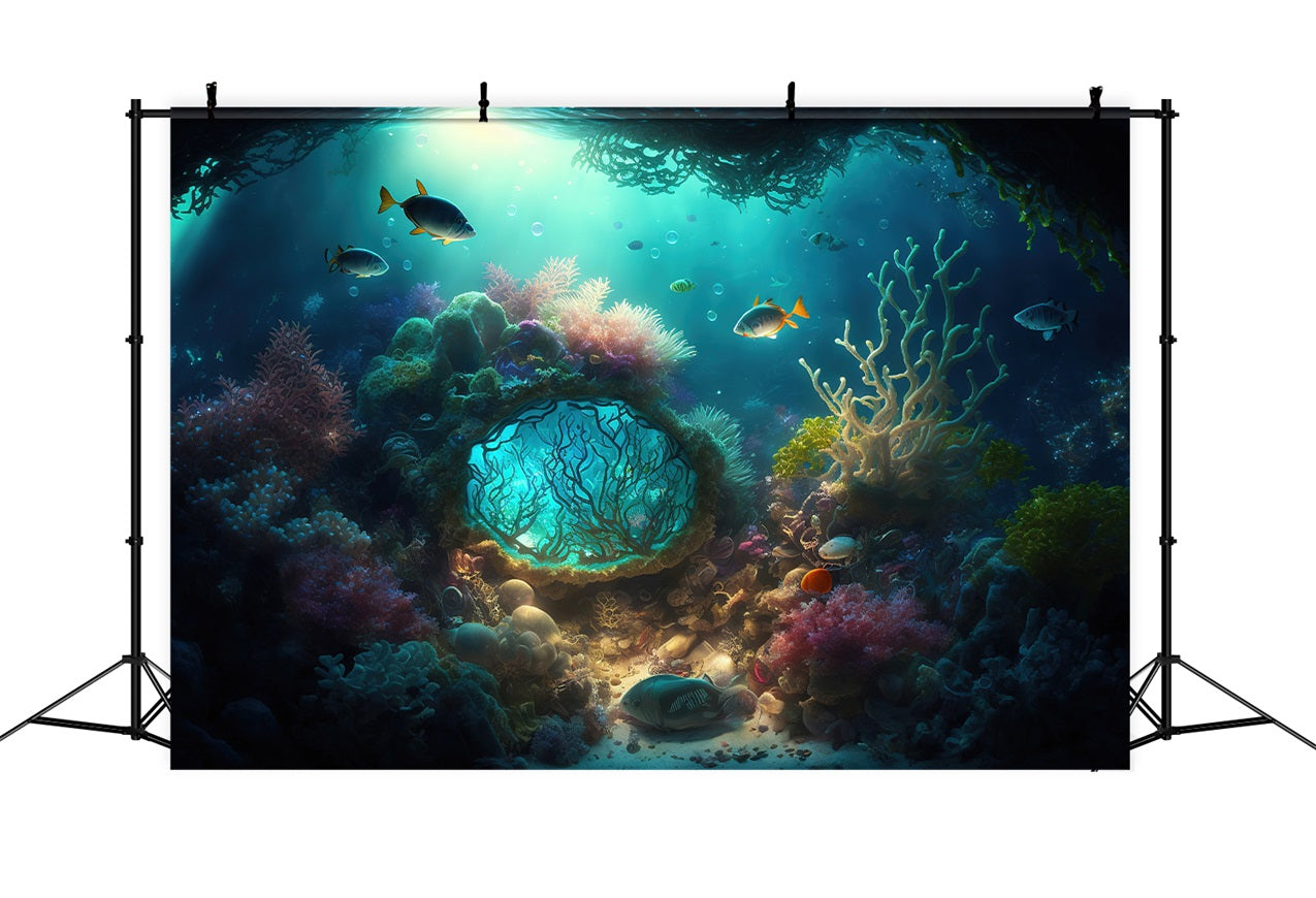 Mermaid Backdrops Colorful Coral Aquatic Plants Backdrop UK BRP12-46