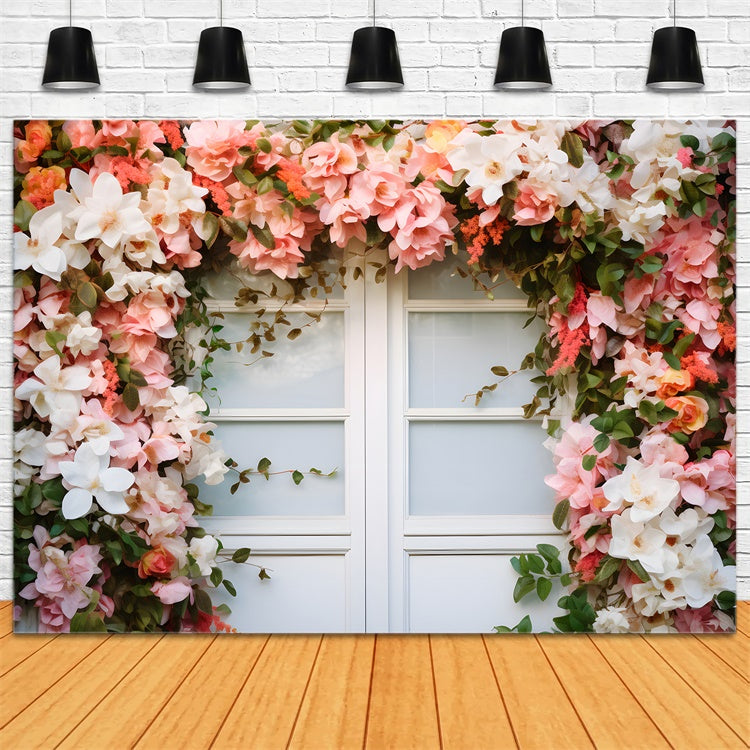 Spring Backdrop Ideas Charming Flowers White Window Backdrop UK BRP12-462