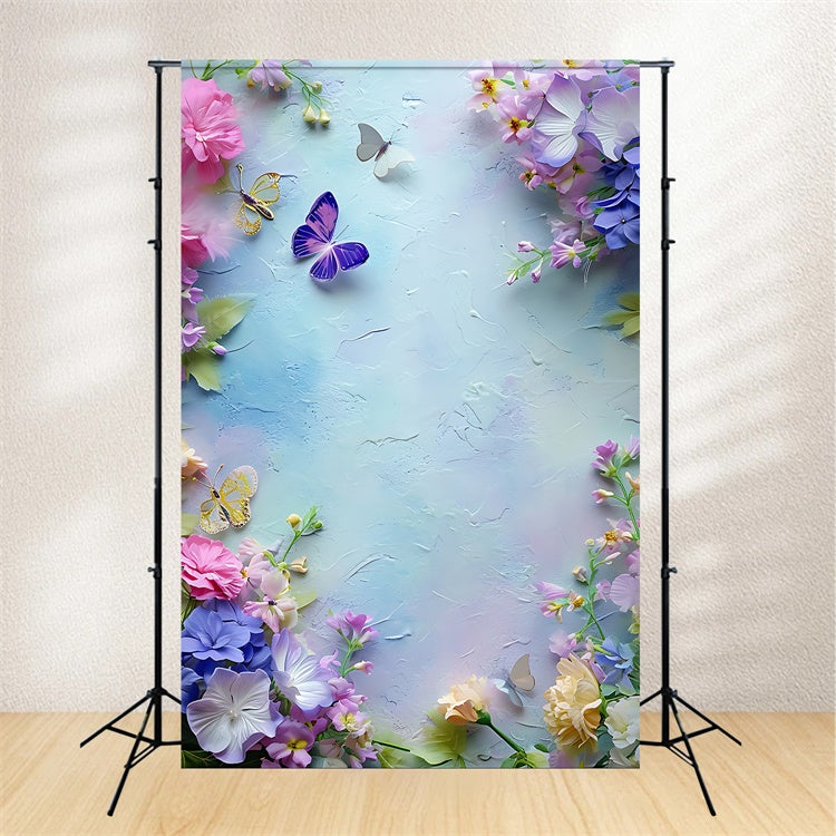 Backdrops For Spring Dreamy Floral Fluttering Butterflies Backdrop UK BRP12-465