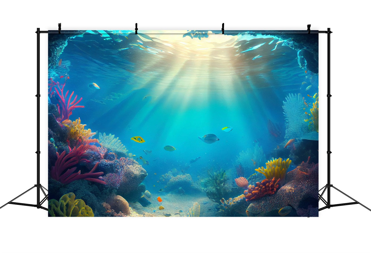 Mermaid Photography Backdrop Sunlit Coral Reef Backdrop UK BRP12-47