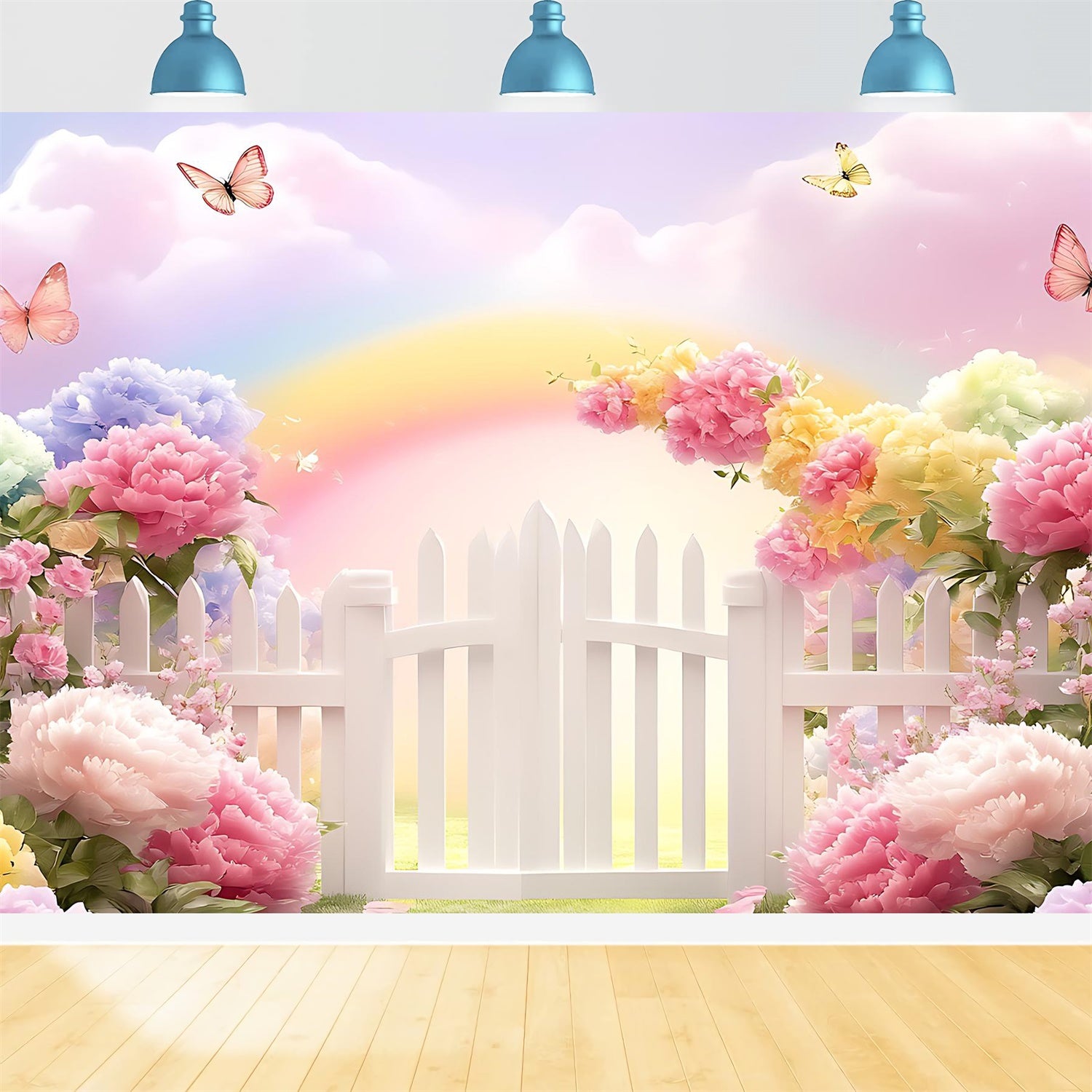 Spring Photo Backdrop Vibrant Flowers Pastel Rainbow Backdrop UK BRP12-478