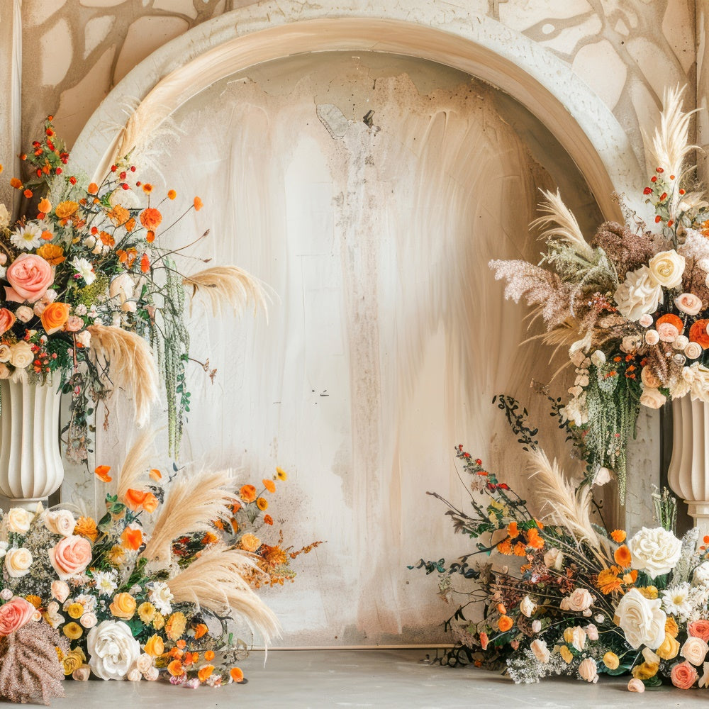 Spring Backdrops Photography Beige Archway Elegant Flower Backdrop UK BRP12-485