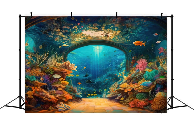 Mermaid Theme Backdrop Ornate Underwater Archway Backdrop UK BRP12-49