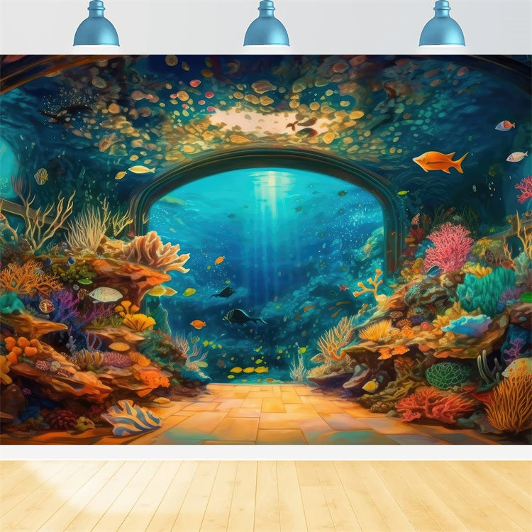 Mermaid Theme Backdrop Ornate Underwater Archway Backdrop UK BRP12-49