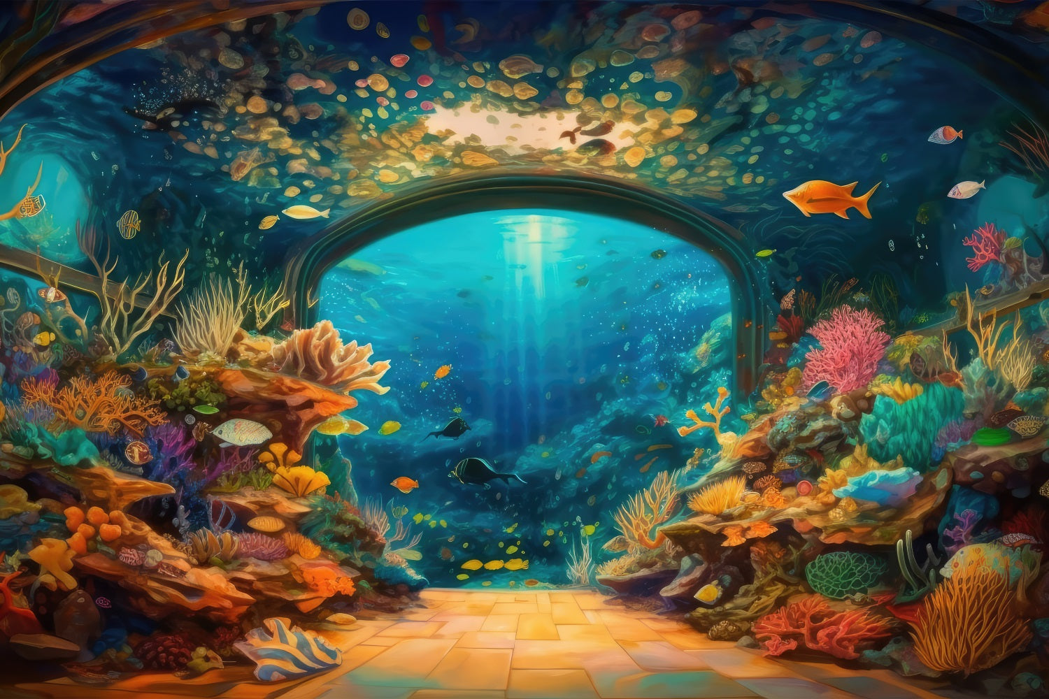 Mermaid Theme Backdrop Ornate Underwater Archway Backdrop UK BRP12-49