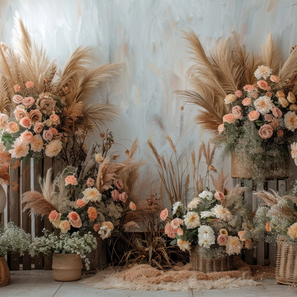 Spring Photography Backdrop Rustic Bohemian Flower Backdrop UK BRP12-492