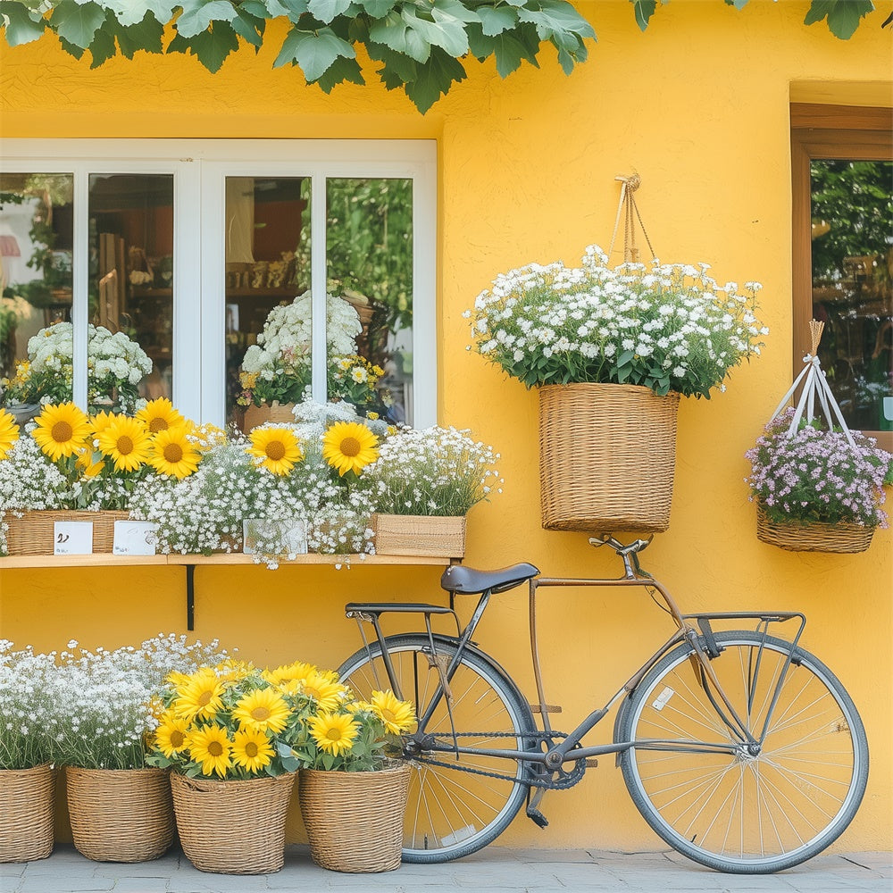 Spring Backdrop Flowers Vibrant Daisy Bicycle Backdrop UK BRP12-494