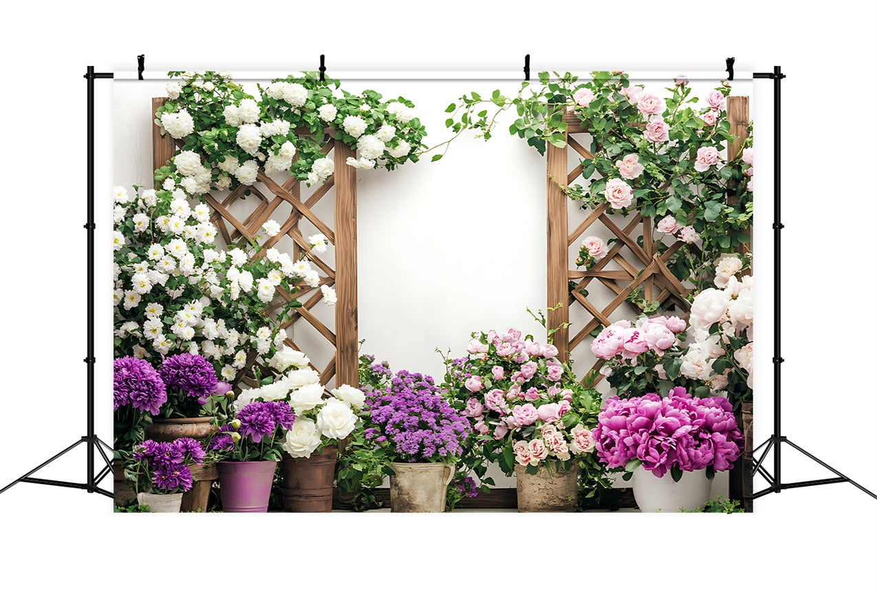 Spring Photography Backdrops Floral Garden Wooden Charm Backdrop UK BRP12-495