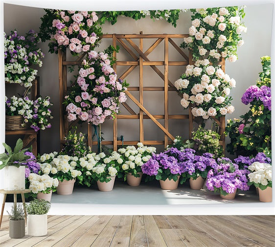 Spring Backdrop Floral Arrangement Rustic Trellis Backdrop UK BRP12-496