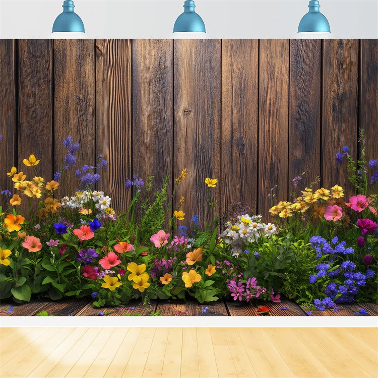 Spring Photo Backdrops Charm Floral Wooden Backdrop UK BRP12-498