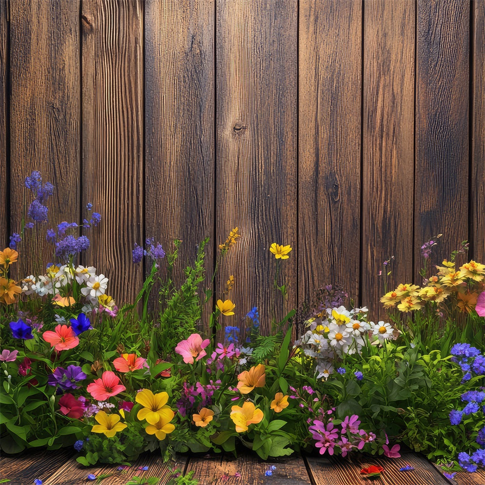 Spring Photo Backdrops Charm Floral Wooden Backdrop UK BRP12-498