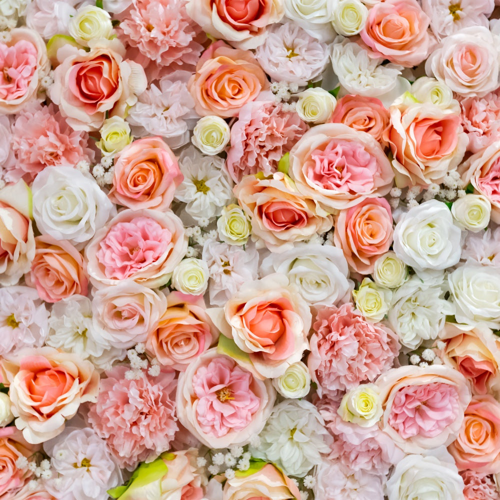 Spring Backdrop Ideas Peach White Floral Wall Backdrop UK BRP12-503