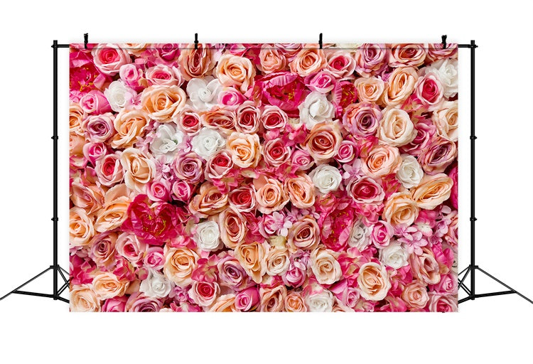 Spring Picture Backdrop Pink Peach Flower Wall Backdrop UK BRP12-504