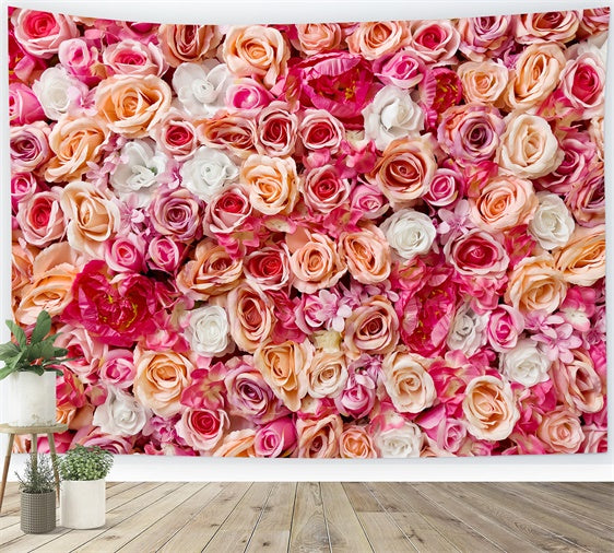 Spring Picture Backdrop Pink Peach Flower Wall Backdrop UK BRP12-504