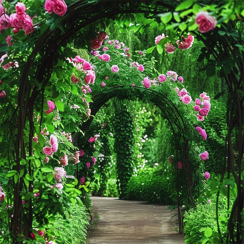 Spring Themed Backdrop Pink Roses Archway Path Backdrop UK BRP12-517