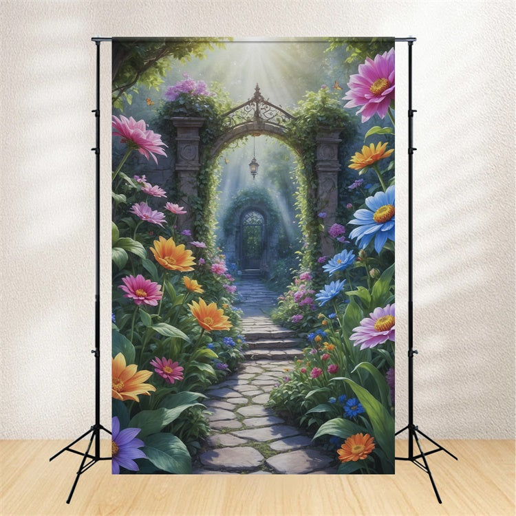 Spring Flowers Backdrop Garden Pathway Arch Backdrop UK BRP12-518