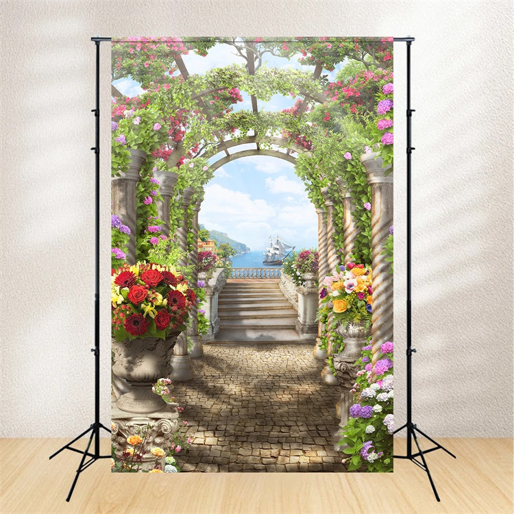 Spring Backdrops Coastal Garden Archway Flower Vines Backdrop UK BRP12-519