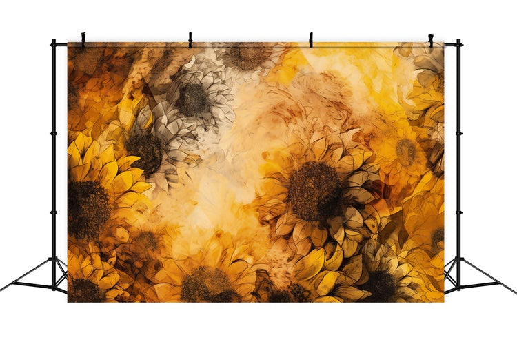 Floral Photography Backdrops Vibrant Golden Sunflower Backdrop UK BRP12-522