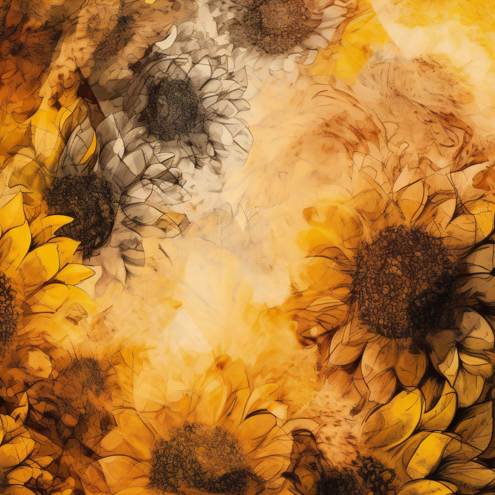 Floral Photography Backdrops Vibrant Golden Sunflower Backdrop UK BRP12-522