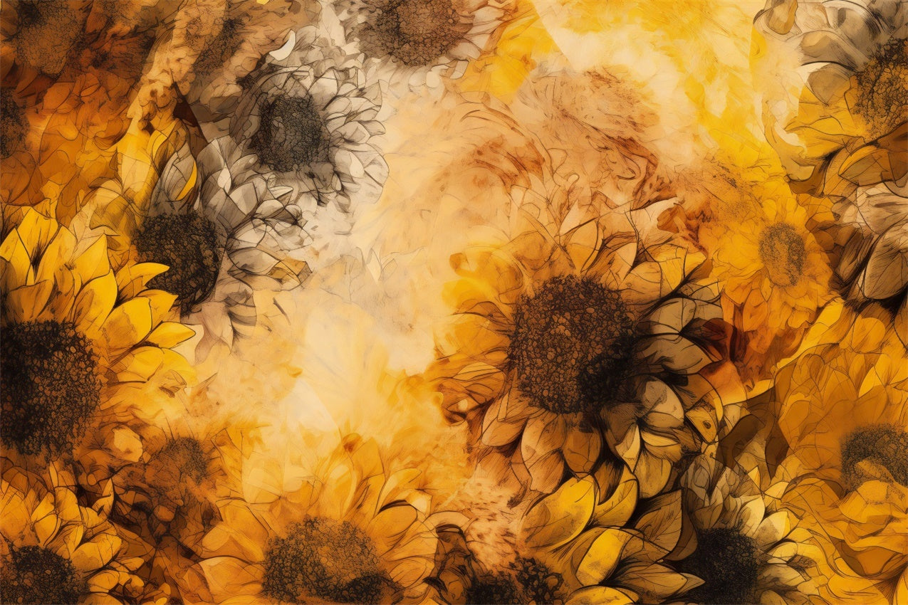 Floral Photography Backdrops Vibrant Golden Sunflower Backdrop UK BRP12-522