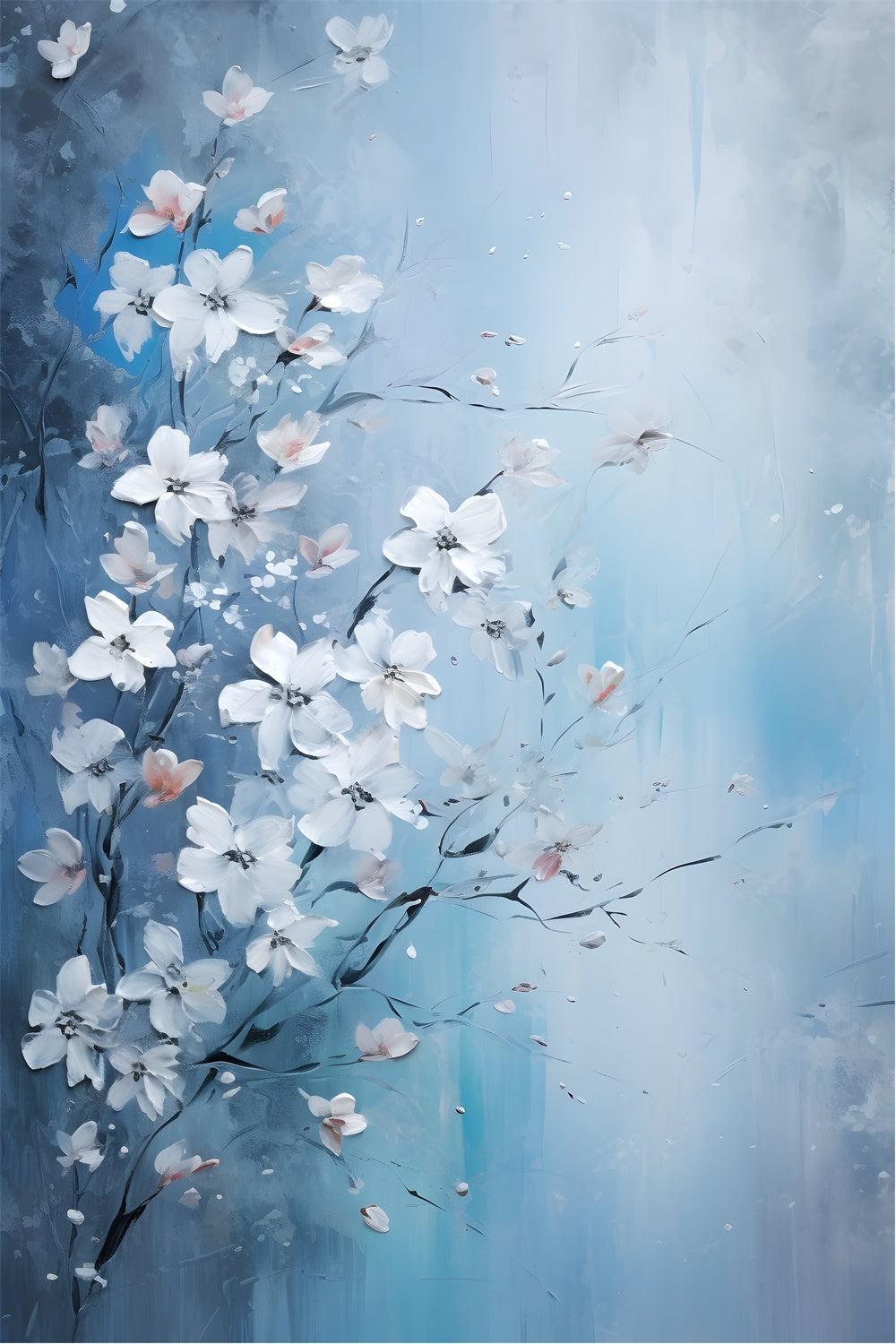 Flower Backdrop Photography Soft Blue Floral Abstract Backdrop UK BRP12-525