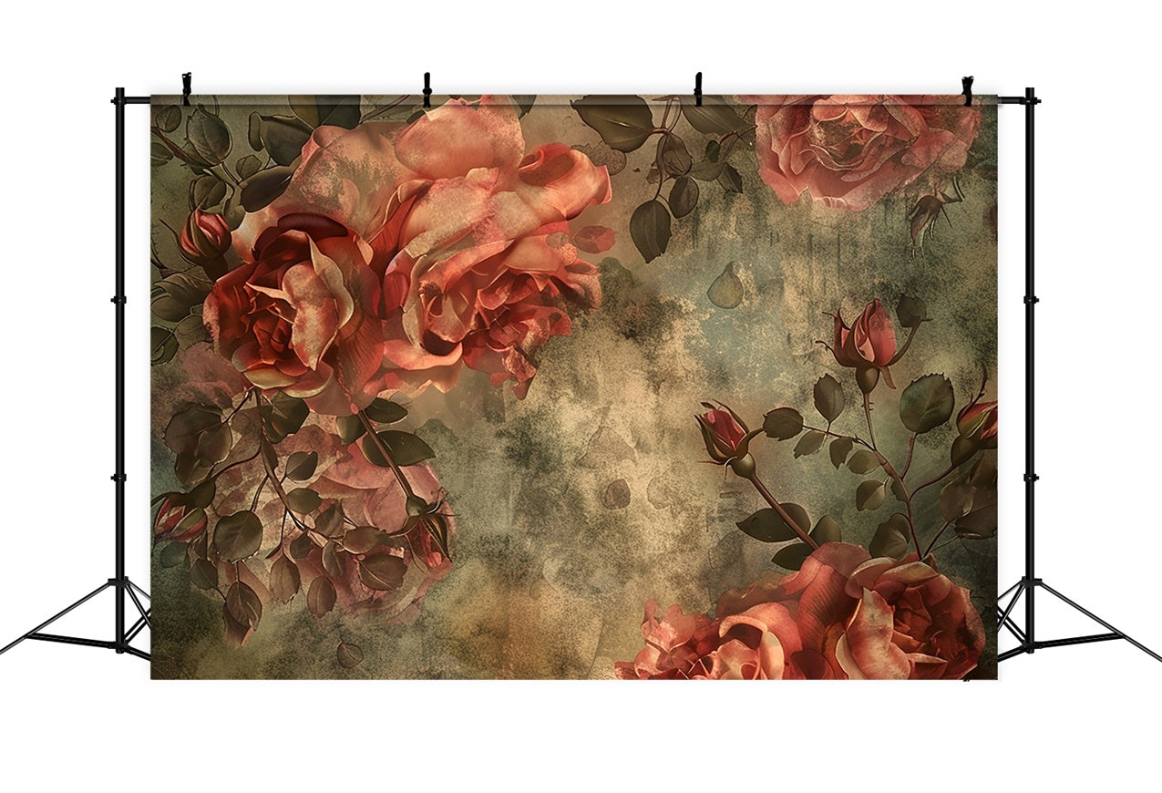 Flower Photography Backdrop Vintage Rose Flower Backdrop UK BRP12-527