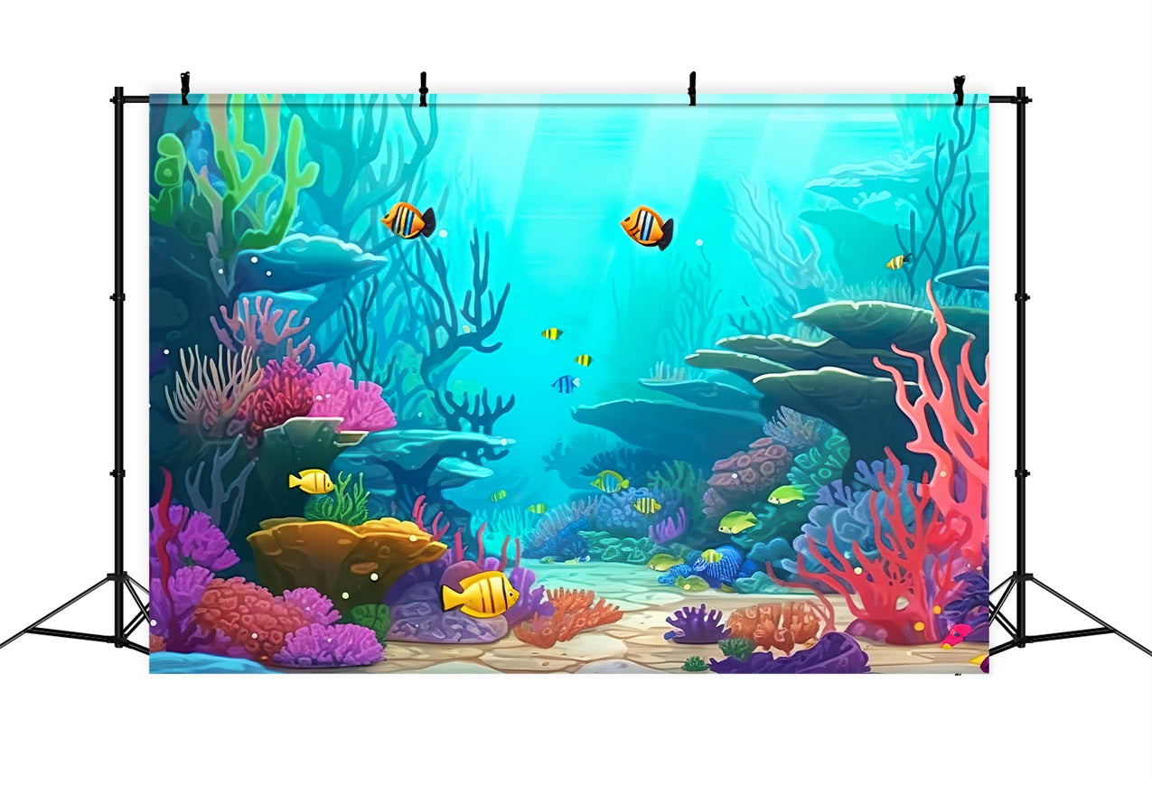 Mermaid Backdrop Vibrant Aquatic Landscape Backdrop UK BRP12-53