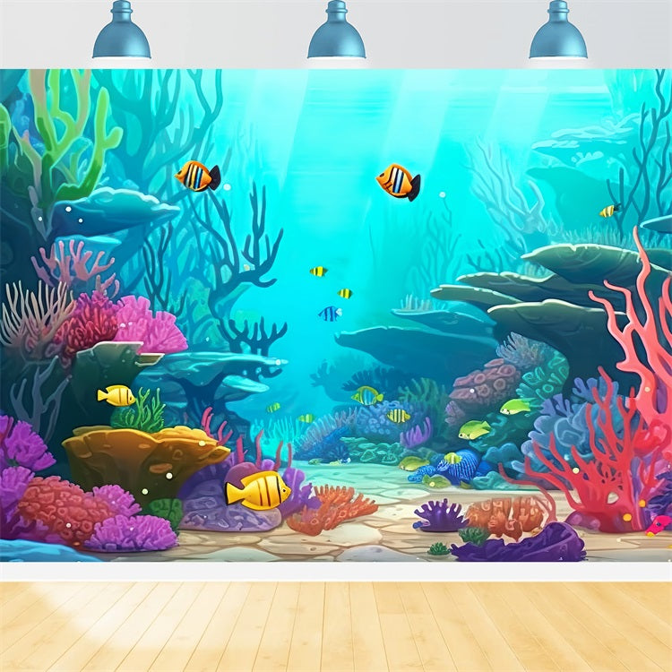 Mermaid Backdrop Vibrant Aquatic Landscape Backdrop UK BRP12-53