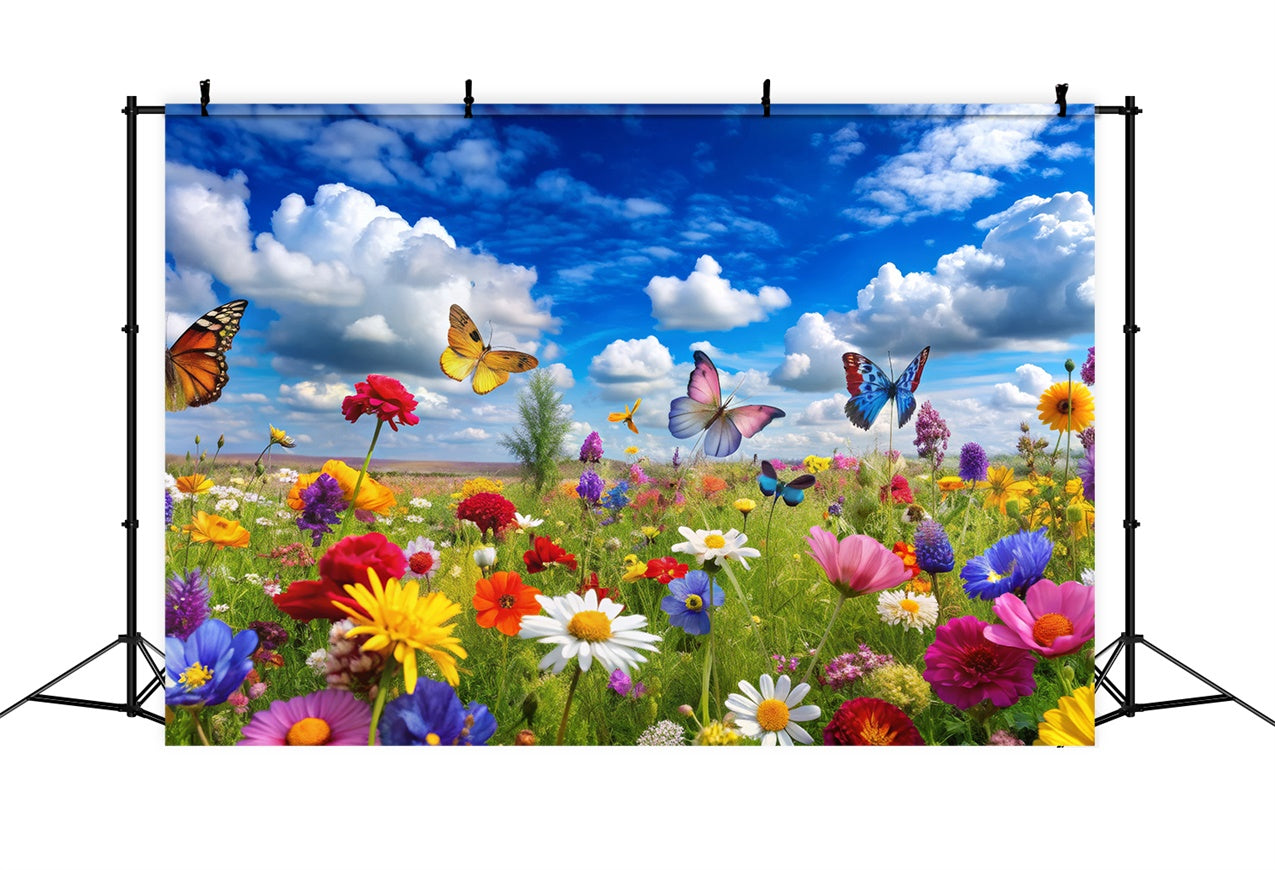 Floral Photo Backdrops Vibrant Blooms Butterflies Backdrop UK BRP12-531