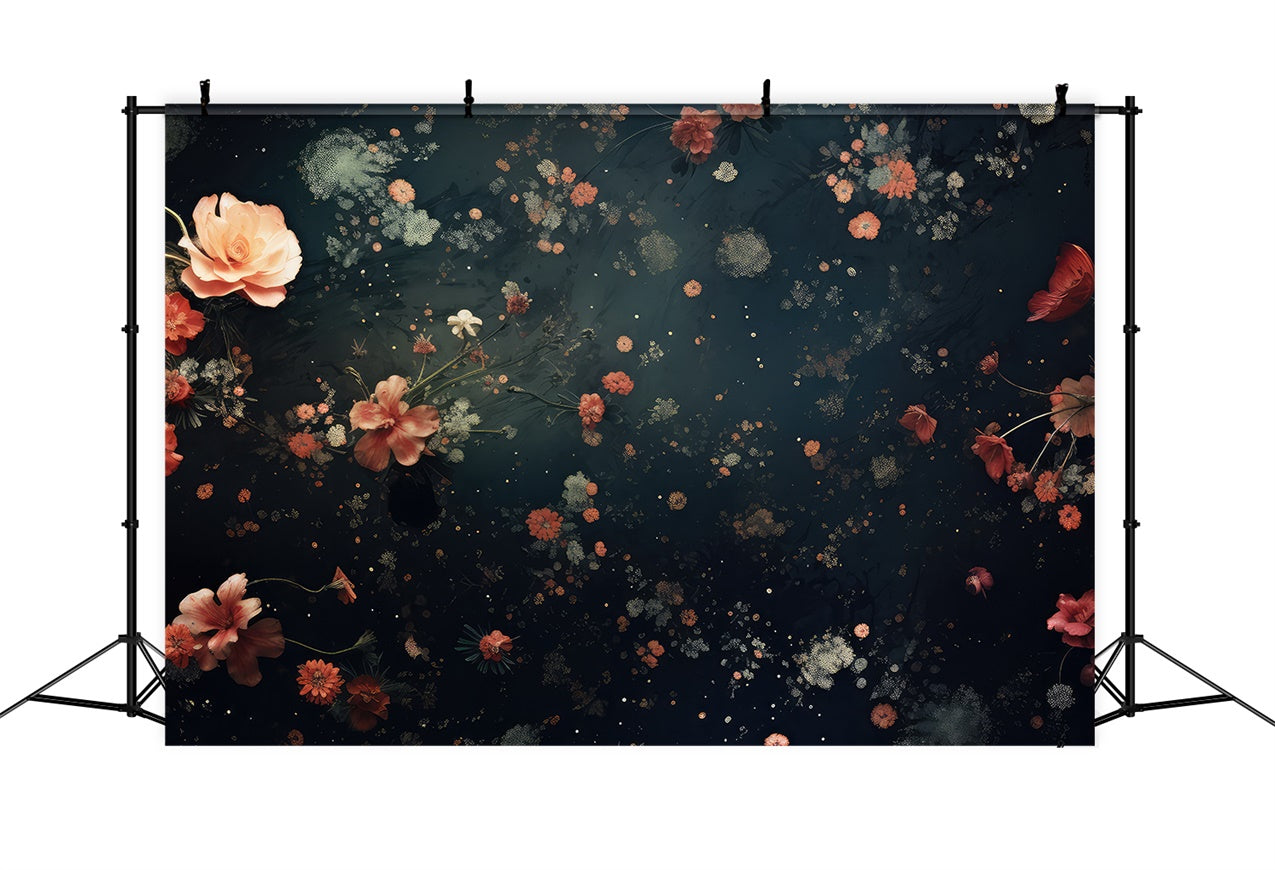 Flower Backdrop Midnight Bloom Floral Abstract Backdrop UK BRP12-536