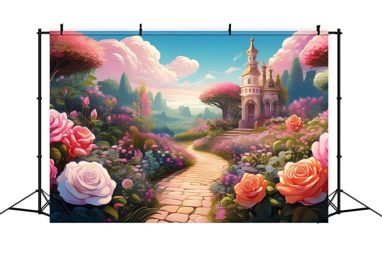 Floral Backdrop Photography Fairy Tale Garden Castle Backdrop UK BRP12-541