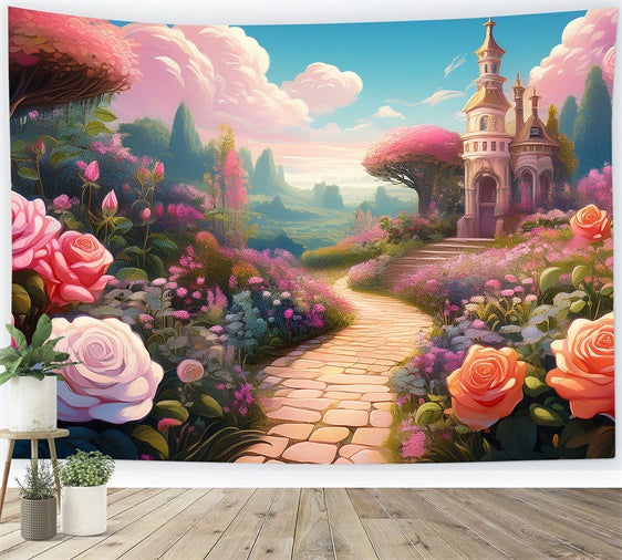 Floral Backdrop Photography Fairy Tale Garden Castle Backdrop UK BRP12-541