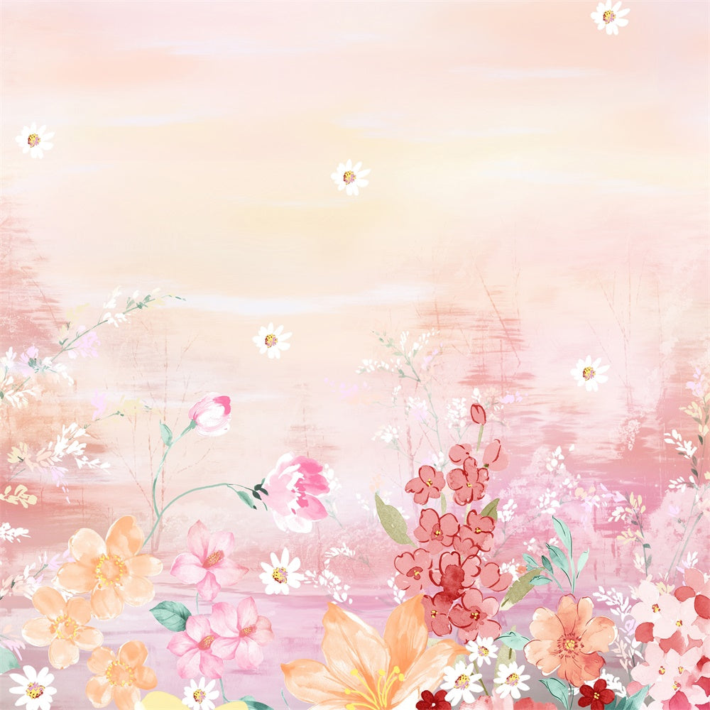 Flower Backdrop Pink Bloom Watercolor Art Backdrop UK BRP12-544