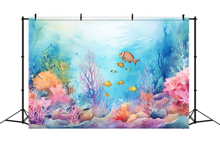 Backdrop Mermaid Colorful Underwater Sea Life Backdrop UK BRP12-55