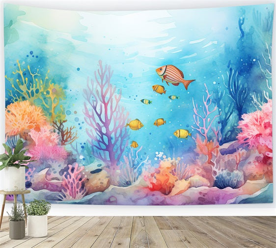 Backdrop Mermaid Colorful Underwater Sea Life Backdrop UK BRP12-55