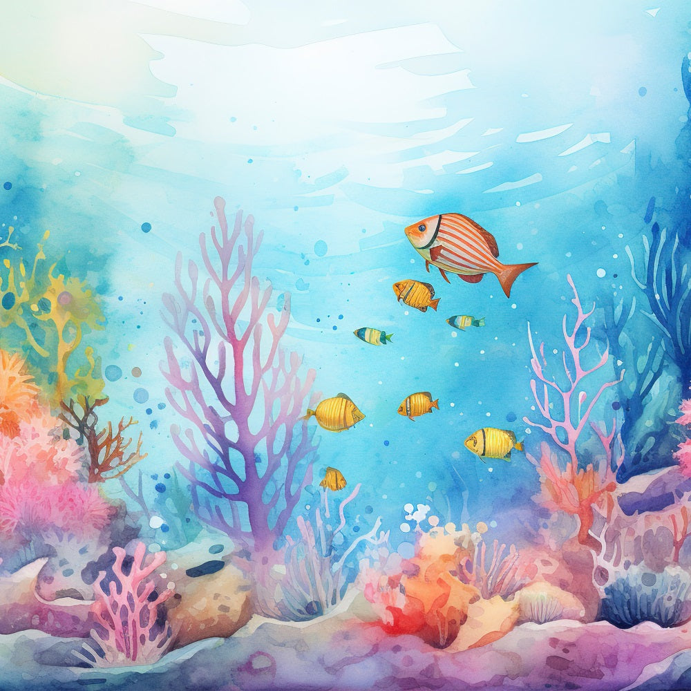 Backdrop Mermaid Colorful Underwater Sea Life Backdrop UK BRP12-55