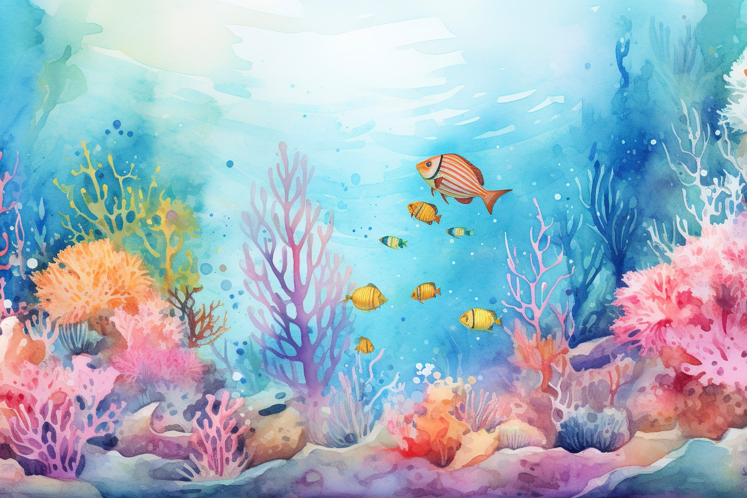 Backdrop Mermaid Colorful Underwater Sea Life Backdrop UK BRP12-55