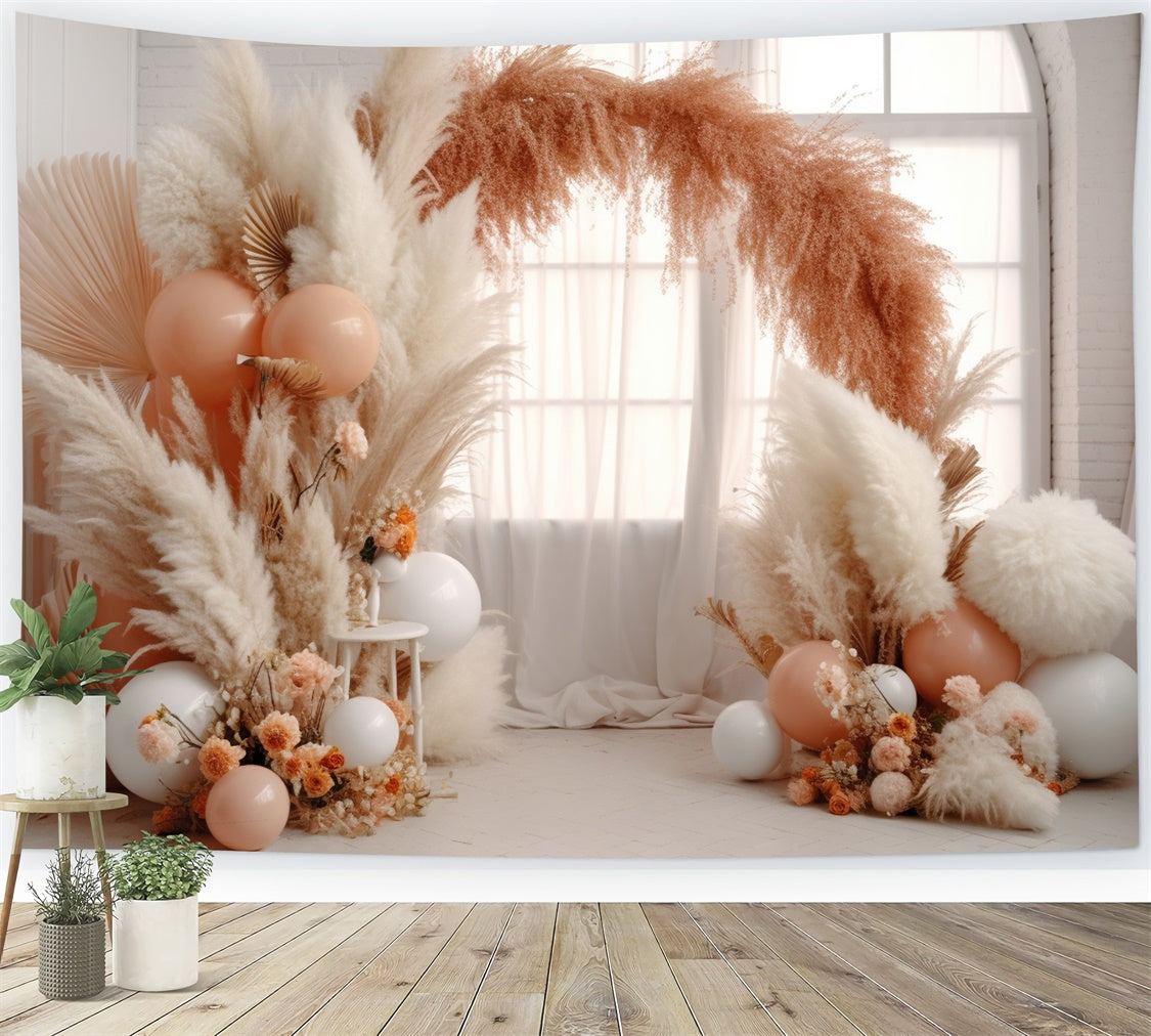 Flower Photography Backdrop Boho Pampas Balloon Arch Backdrop UK BRP12-554