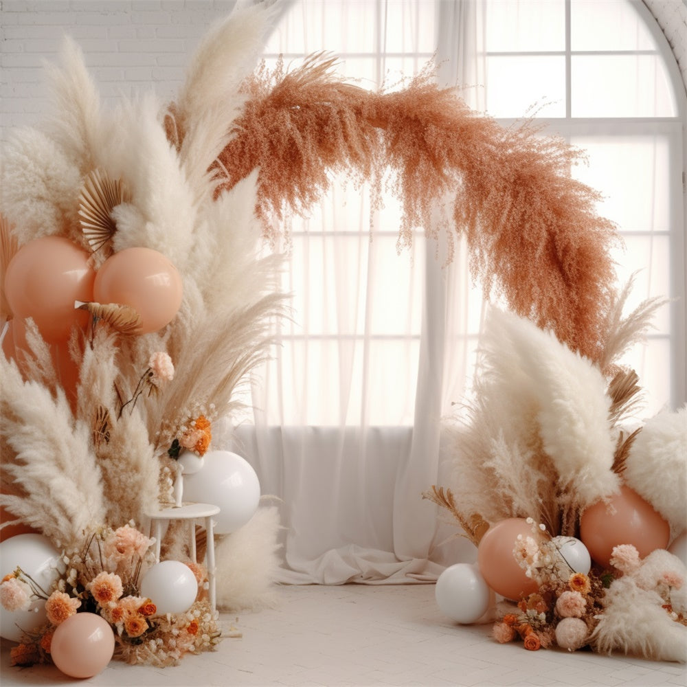 Flower Photography Backdrop Boho Pampas Balloon Arch Backdrop UK BRP12-554