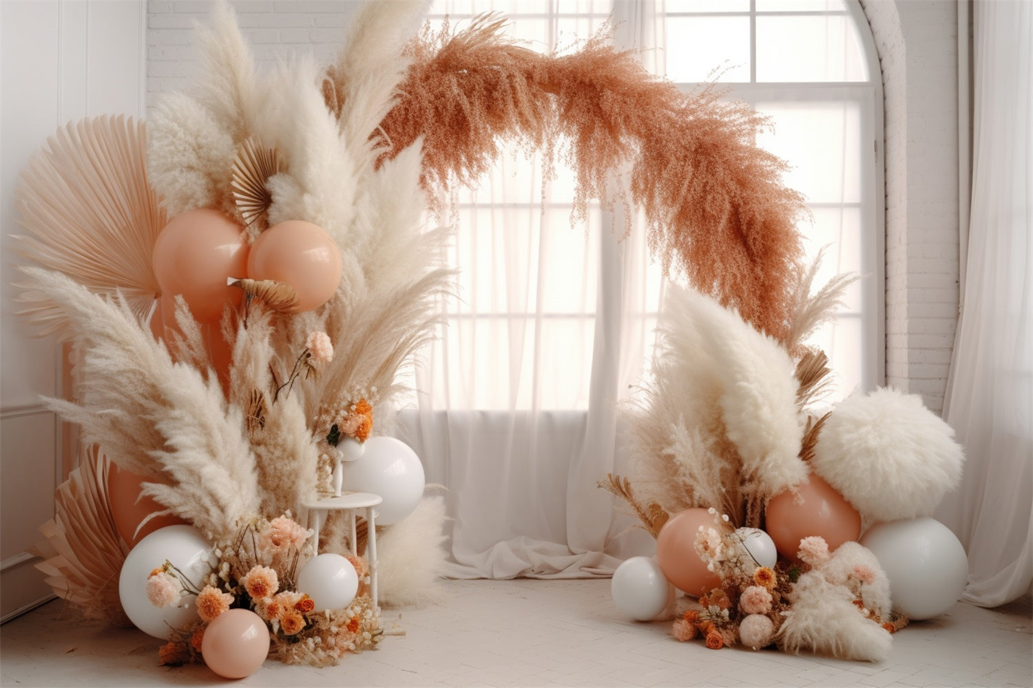 Flower Photography Backdrop Boho Pampas Balloon Arch Backdrop UK BRP12-554