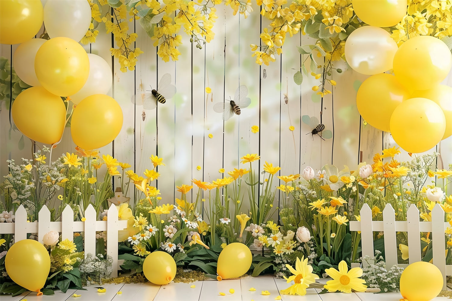 Flower Backdrop Decoration Vibrant Spring Balloons Backdrop UK BRP12-562