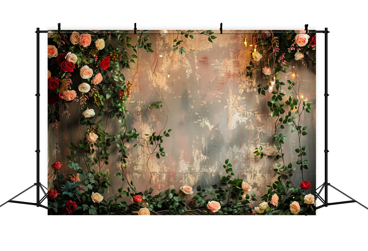 Flower Wall Photo Backdrop Romantic Rose Vine Backdrop UK BRP12-563