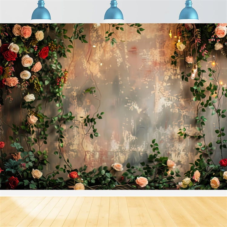 Flower Wall Photo Backdrop Romantic Rose Vine Backdrop UK BRP12-563