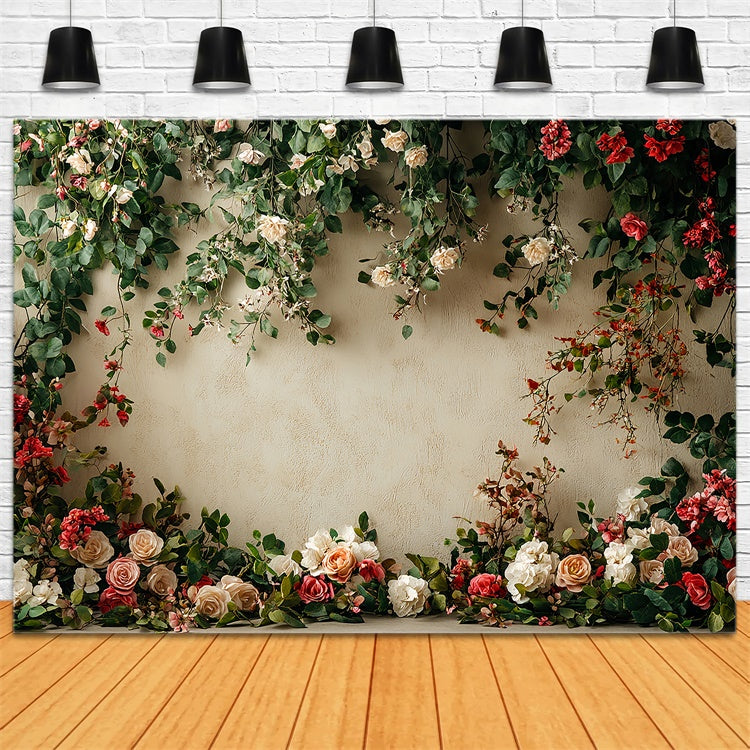 Flower Wall Backdrop Romantic Themes Backdrop UK BRP12-564