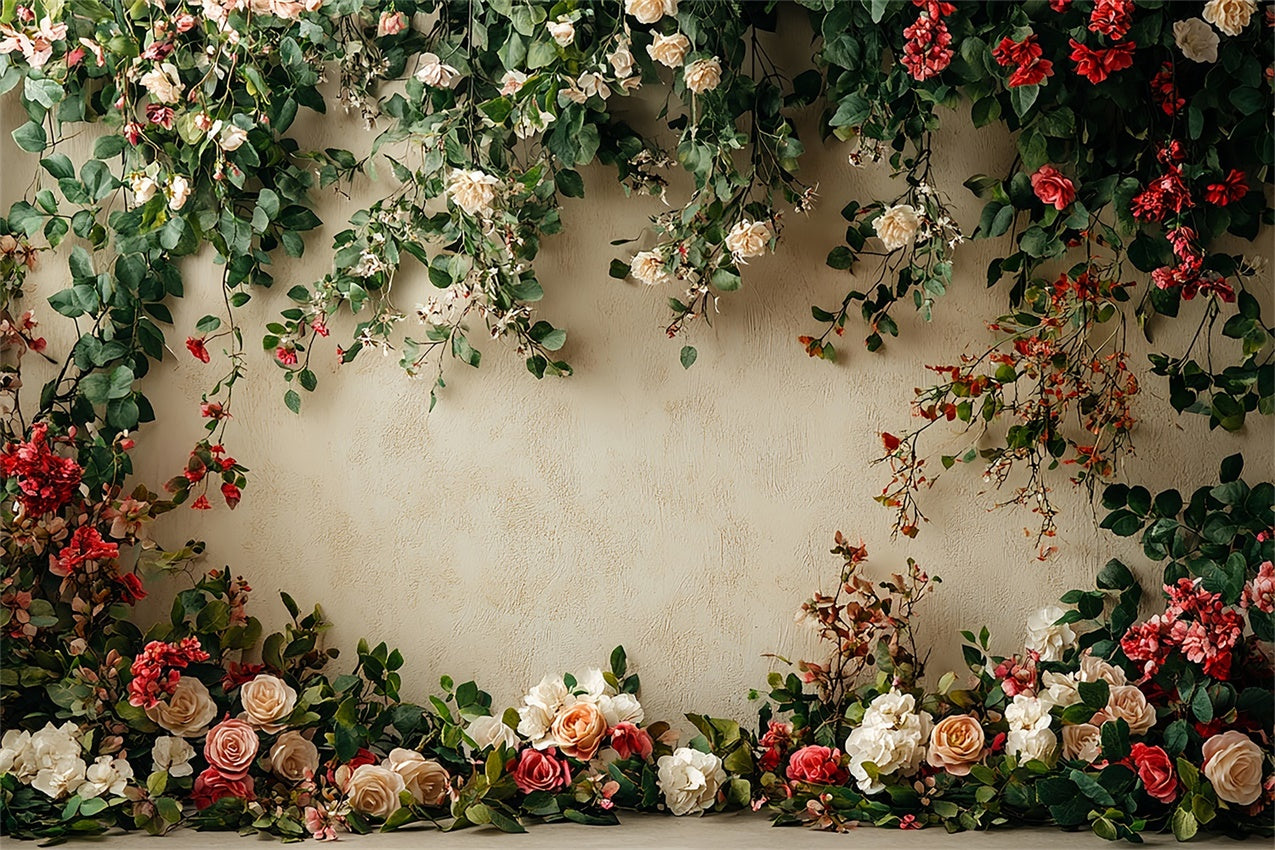 Flower Wall Backdrop Romantic Themes Backdrop UK BRP12-564