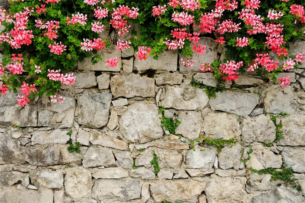 Flower Wall Photography Backdrop Vibrant Pink Stone Wall Backdrop UK BRP12-565