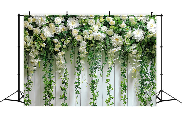 Hanging Flower Backdrop Romantic White Wall Backdrop UK BRP12-566