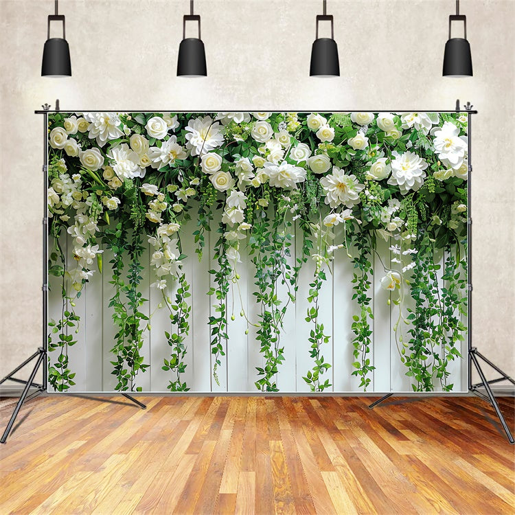 Hanging Flower Backdrop Romantic White Wall Backdrop UK BRP12-566