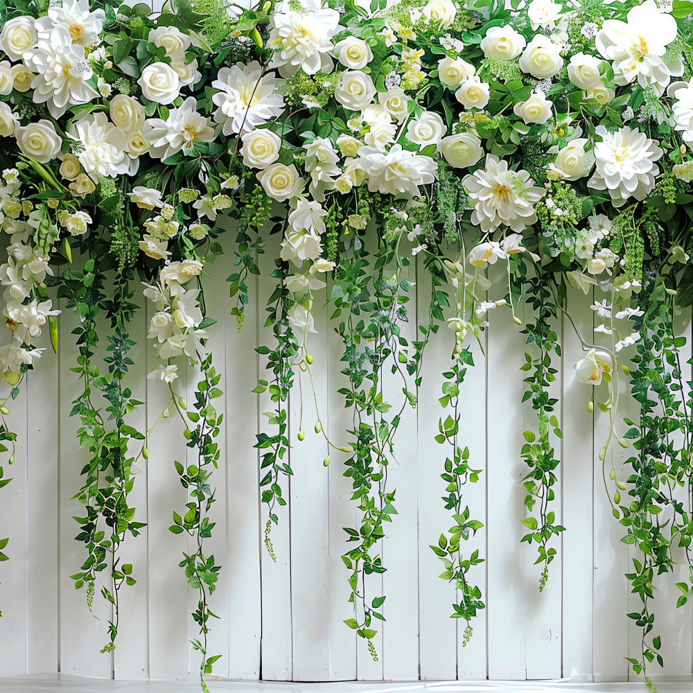 Hanging Flower Backdrop Romantic White Wall Backdrop UK BRP12-566